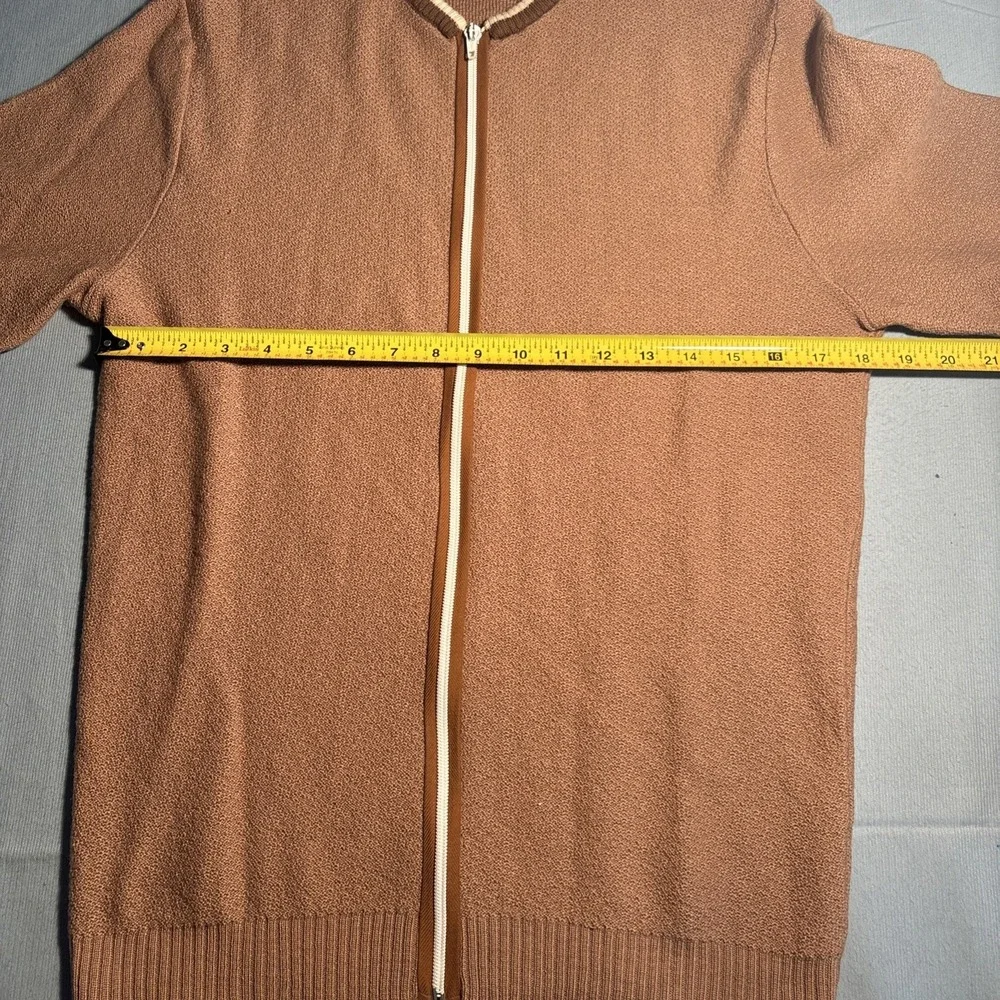 Vintage Byford Hardy Amies Wool Zip Cardigan Sweater Mens Large Brown England